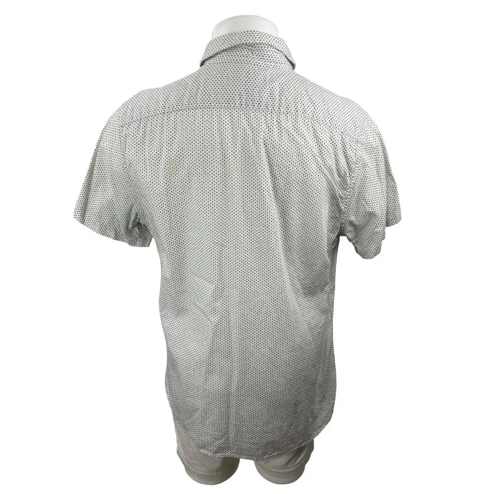 Banana Republic Men's White Slim Fit Floral Short Sleeve Button Down Shirt Top L